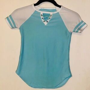 Girl’s Blue and White Lace-Up Top Kid’s for ages 6-8